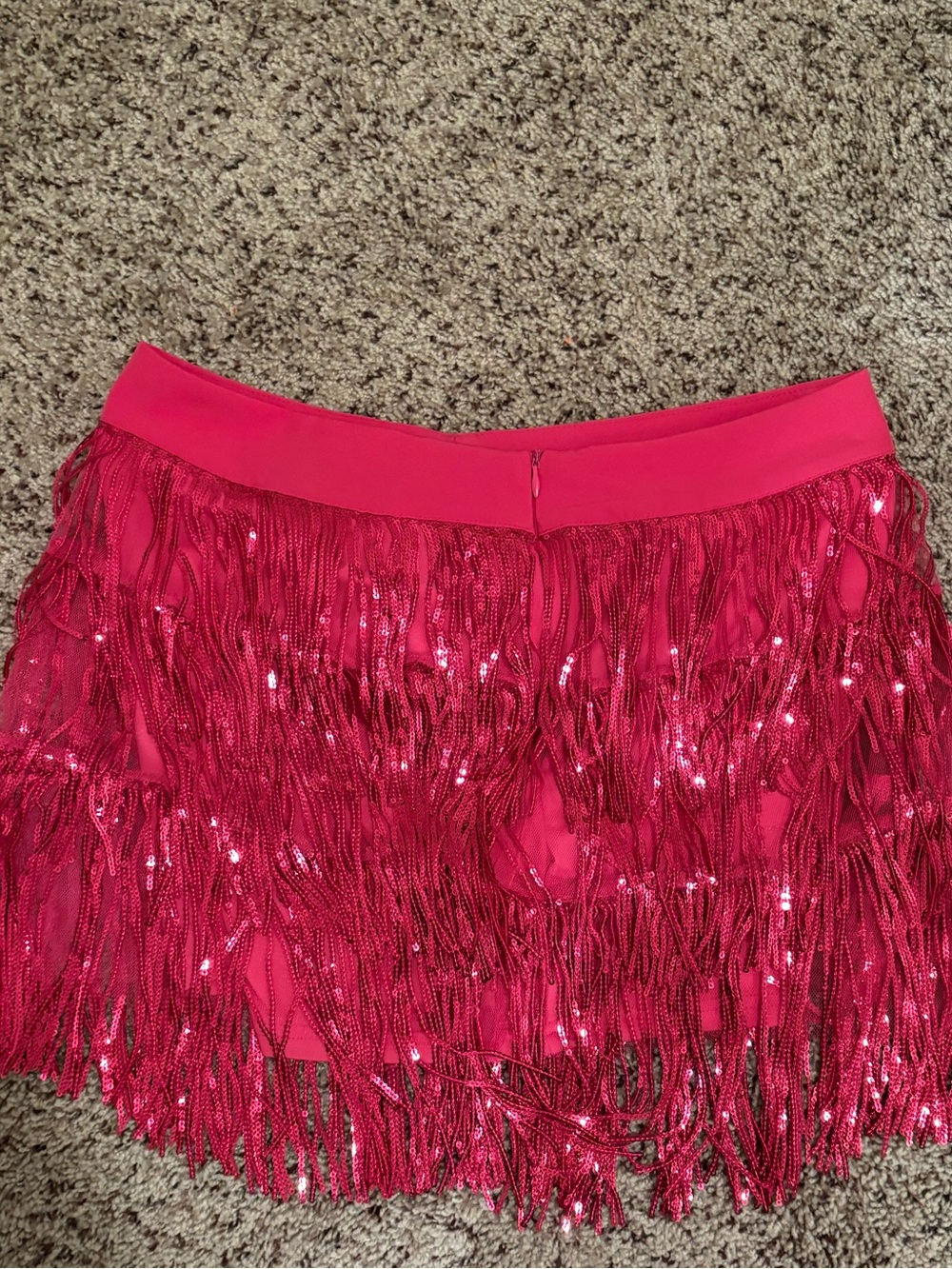 SHEIN Sequin Fringe Mini Skort — Hot Pink